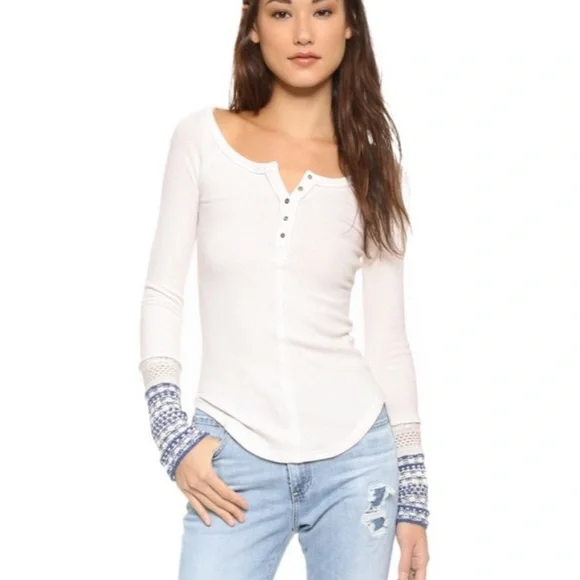 Free People Newbie Alpine ski lodge Henley top S - Picture 2 of 16
